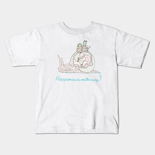 happiness is on the way Kids T-Shirt by makapa